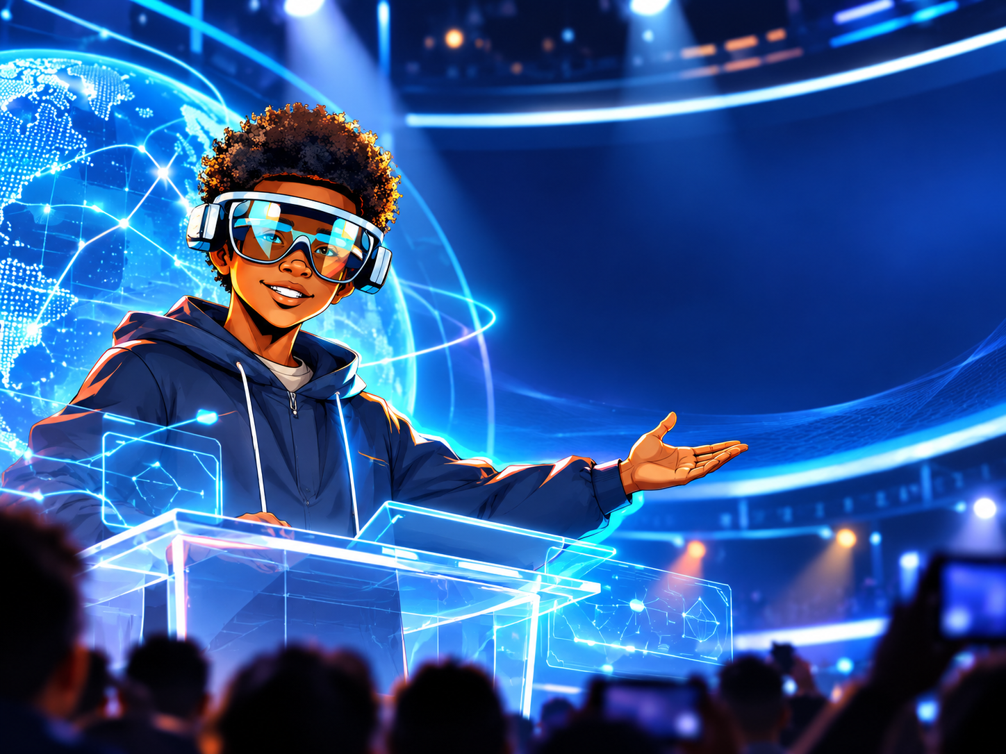 Grayson Wins presenting an interactive V SHADES experience