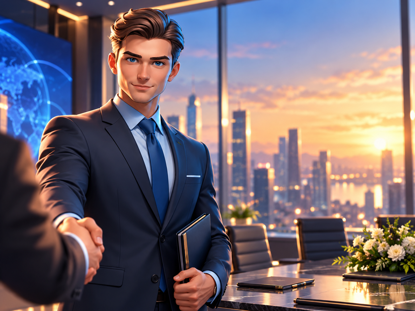 Sebastian Reynolds at a business meeting
