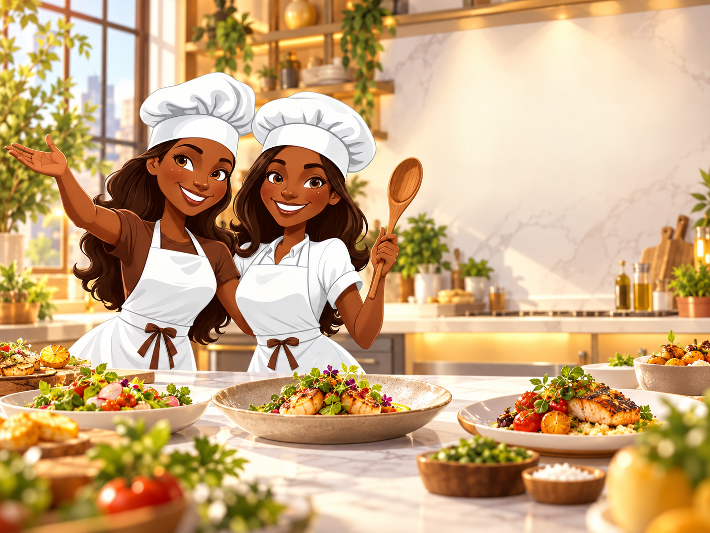 The Karter Twins in a culinary studio